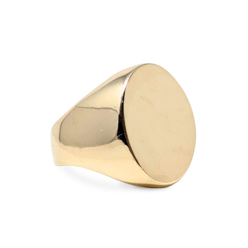 Solid 10K Gold Vintage 1970's Signet Ring, Blank Face - Size 10.5 (20.7g)