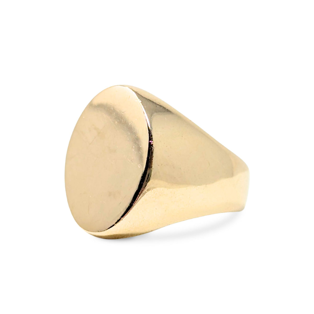 Solid 10K Gold Vintage 1970's Signet Ring, Blank Face - Size 10.5 (20.7g)