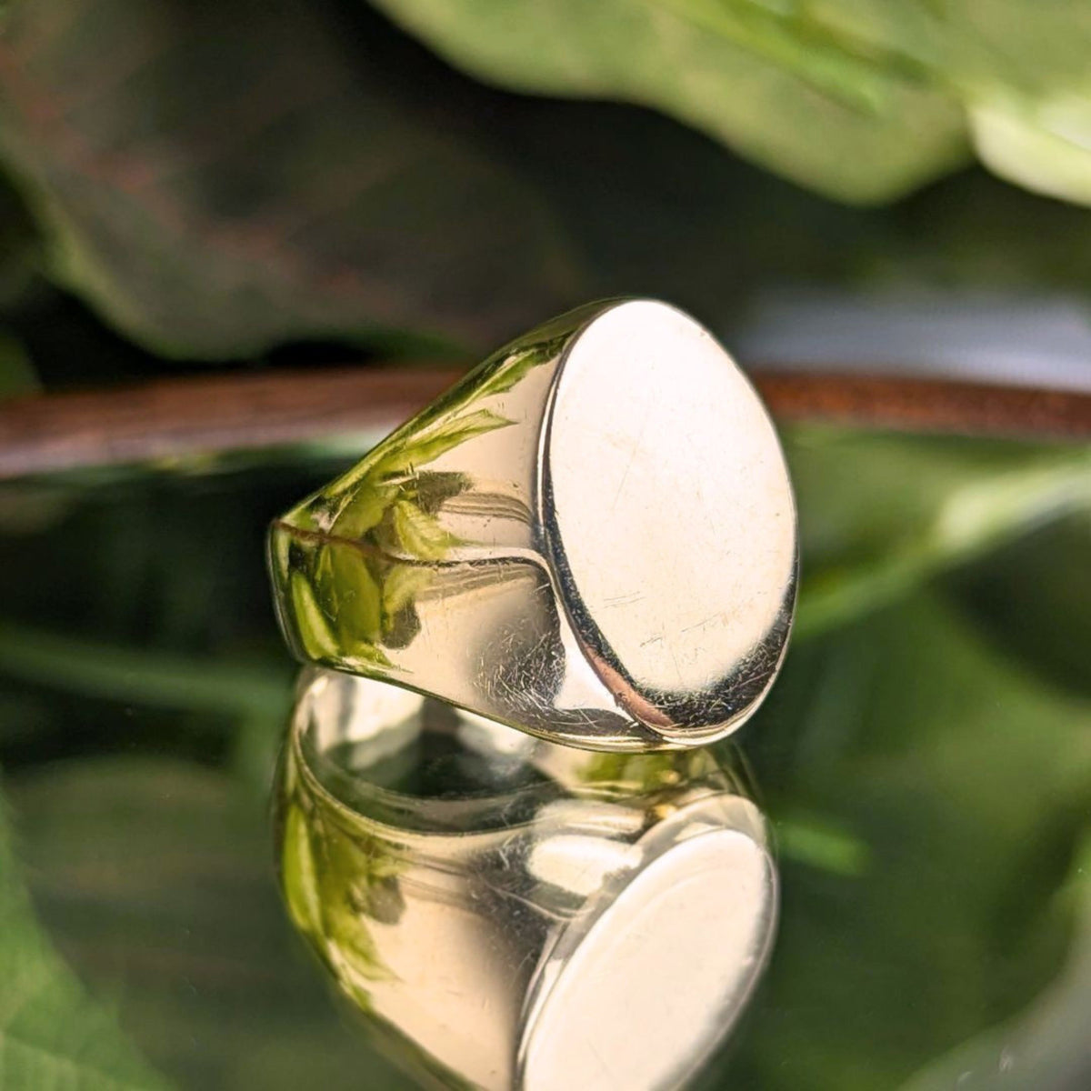 Solid 10K Gold Vintage 1970's Signet Ring, Blank Face - Size 10.5 (20.7g)