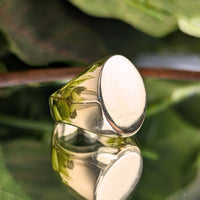 Solid 10K Gold Vintage 1970's Signet Ring, Blank Face - Size 10.5 (20.7g)
