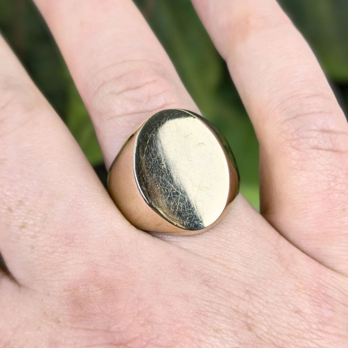 Solid 10K Gold Vintage 1970's Signet Ring, Blank Face - Size 10.5 (20.7g)