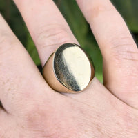 Solid 10K Gold Vintage 1970's Signet Ring, Blank Face - Size 10.5 (20.7g)