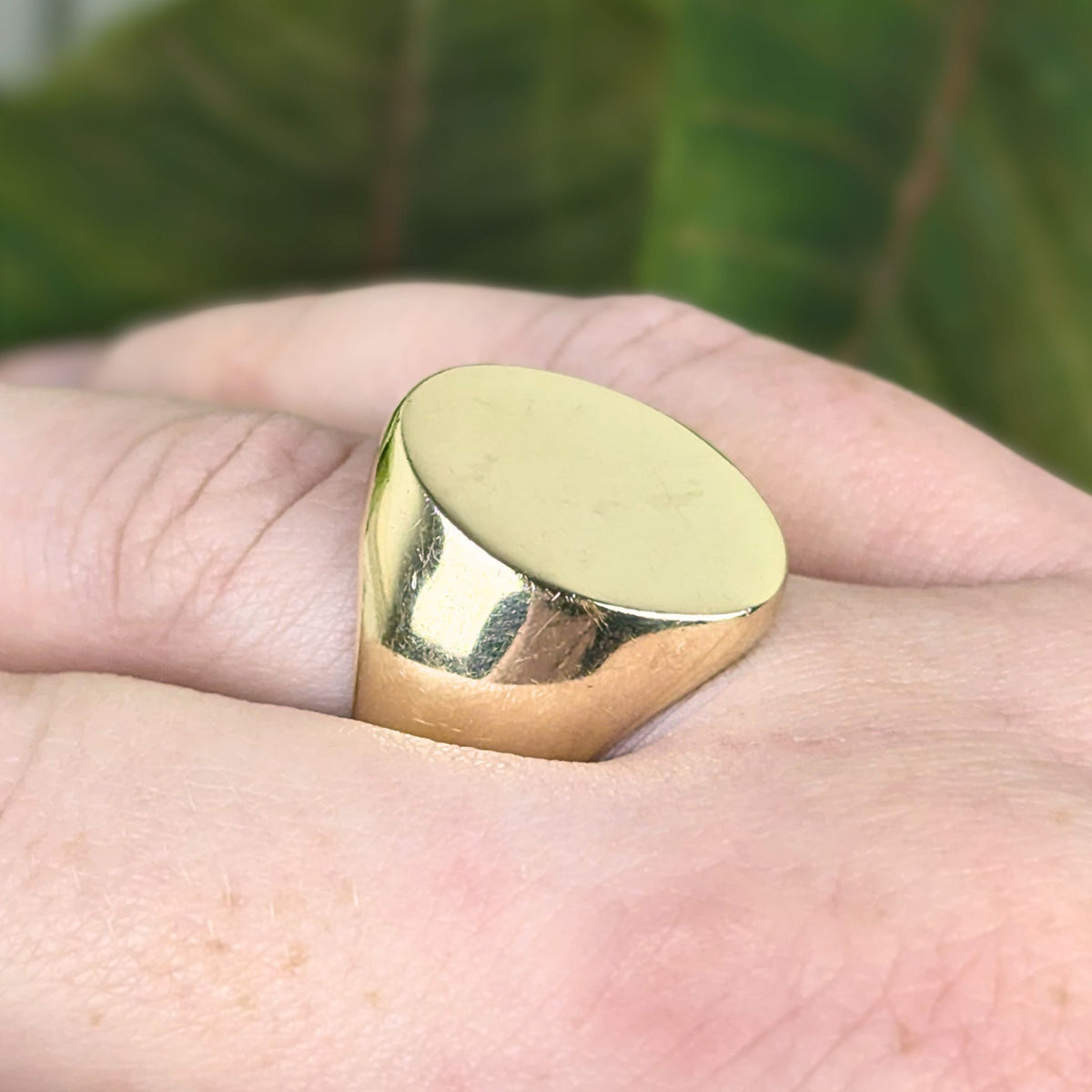 Solid 10K Gold Vintage 1970's Signet Ring, Blank Face - Size 10.5 (20.7g)