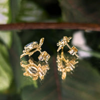 Vintage 14K Gold Green Jade Sea Turtle Stud Earrings, 15mm