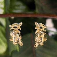 Vintage 14K Gold Green Jade Sea Turtle Stud Earrings, 15mm