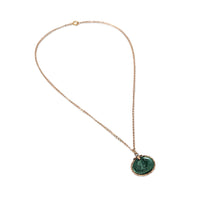 Antique Victorian Gold-Filled Green Aventurine Quartz Cameo Fob Necklace, 20”