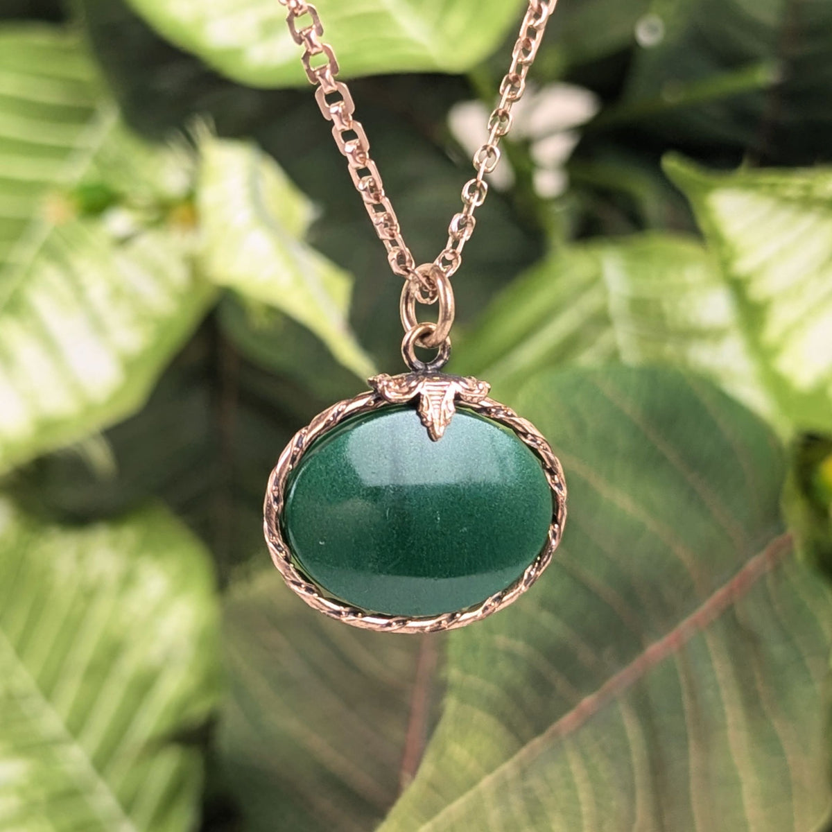 Antique Victorian Gold-Filled Green Aventurine Quartz Cameo Fob Necklace, 20”