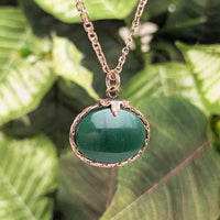 Antique Victorian Gold-Filled Green Aventurine Quartz Cameo Fob Necklace, 20”