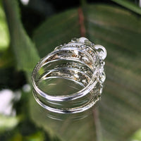 Antique Art Deco 18K White Gold Toi et Moi Double Pearl Filigree Ring - Size 6 1/8