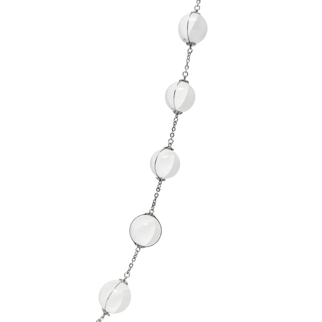 Antique Art Deco "Pools of Light" .950 Silver & Rock Crystal Necklace, 25"