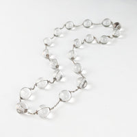 Antique Art Deco "Pools of Light" .950 Silver & Rock Crystal Necklace, 25"
