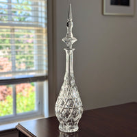 Vintage 1970s Beyer 24" Hand Cut Lead Crystal Decanter with Tall Spire Stopper
