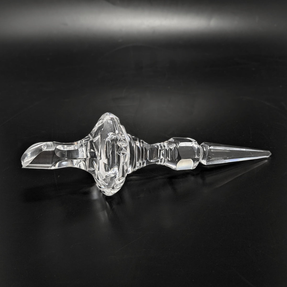 Vintage 1970s Beyer 24" Hand Cut Lead Crystal Decanter with Tall Spire Stopper
