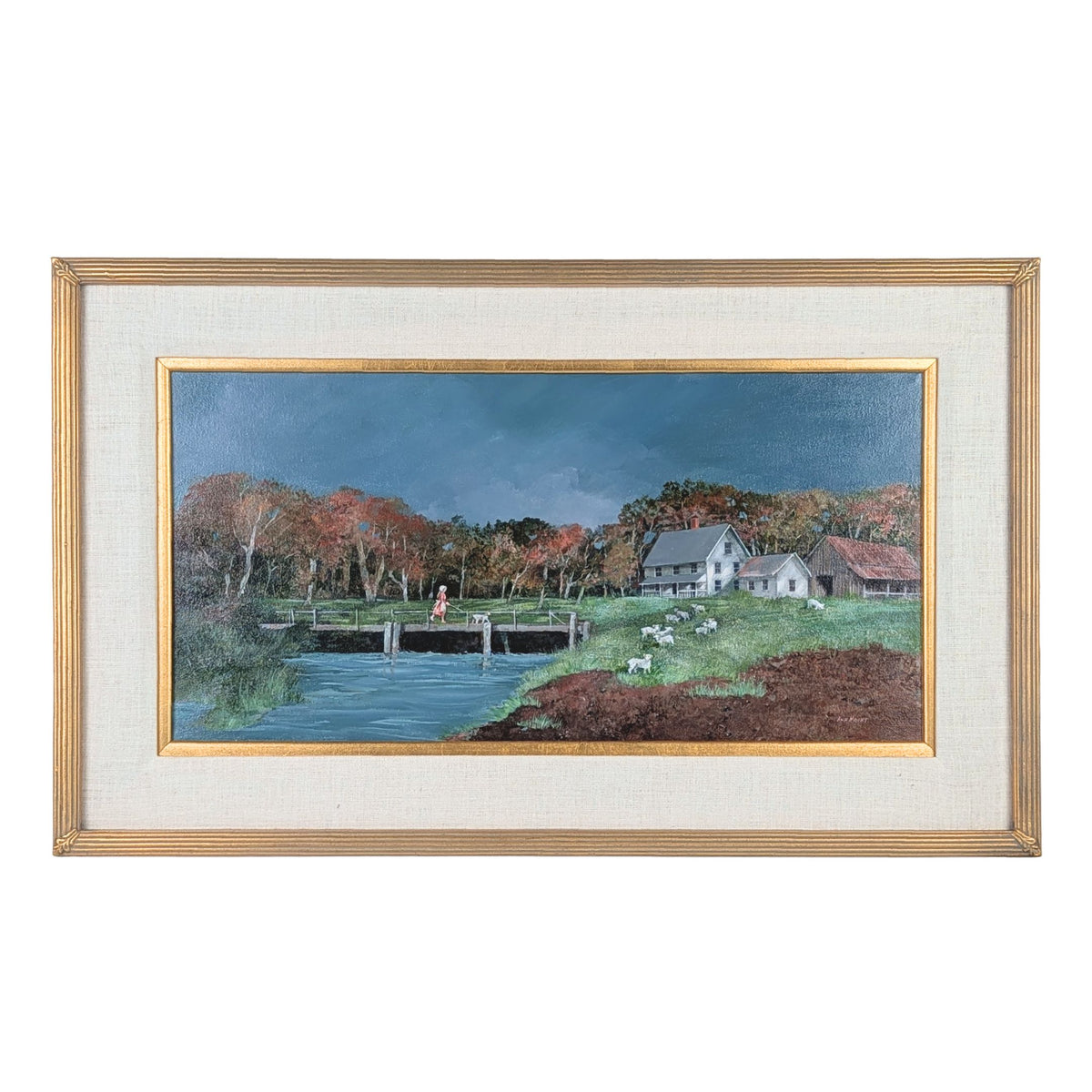 Ann Mount "Lost Lamb" Framed Oil on Canvas (18.5" x 30.5")