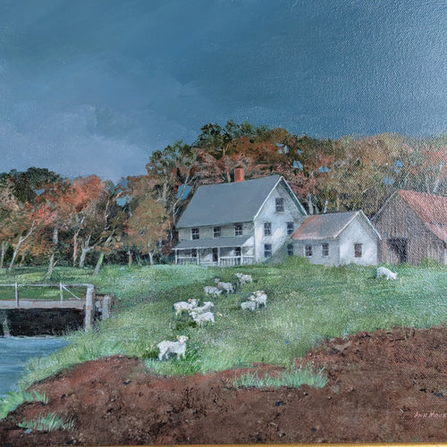 Ann Mount "Lost Lamb" Framed Oil on Canvas (18.5" x 30.5")