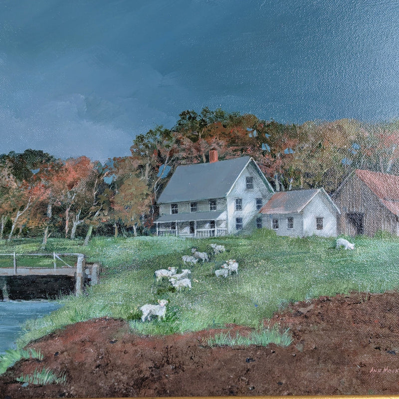 Ann Mount "Lost Lamb" Framed Oil on Canvas (18.5" x 30.5")