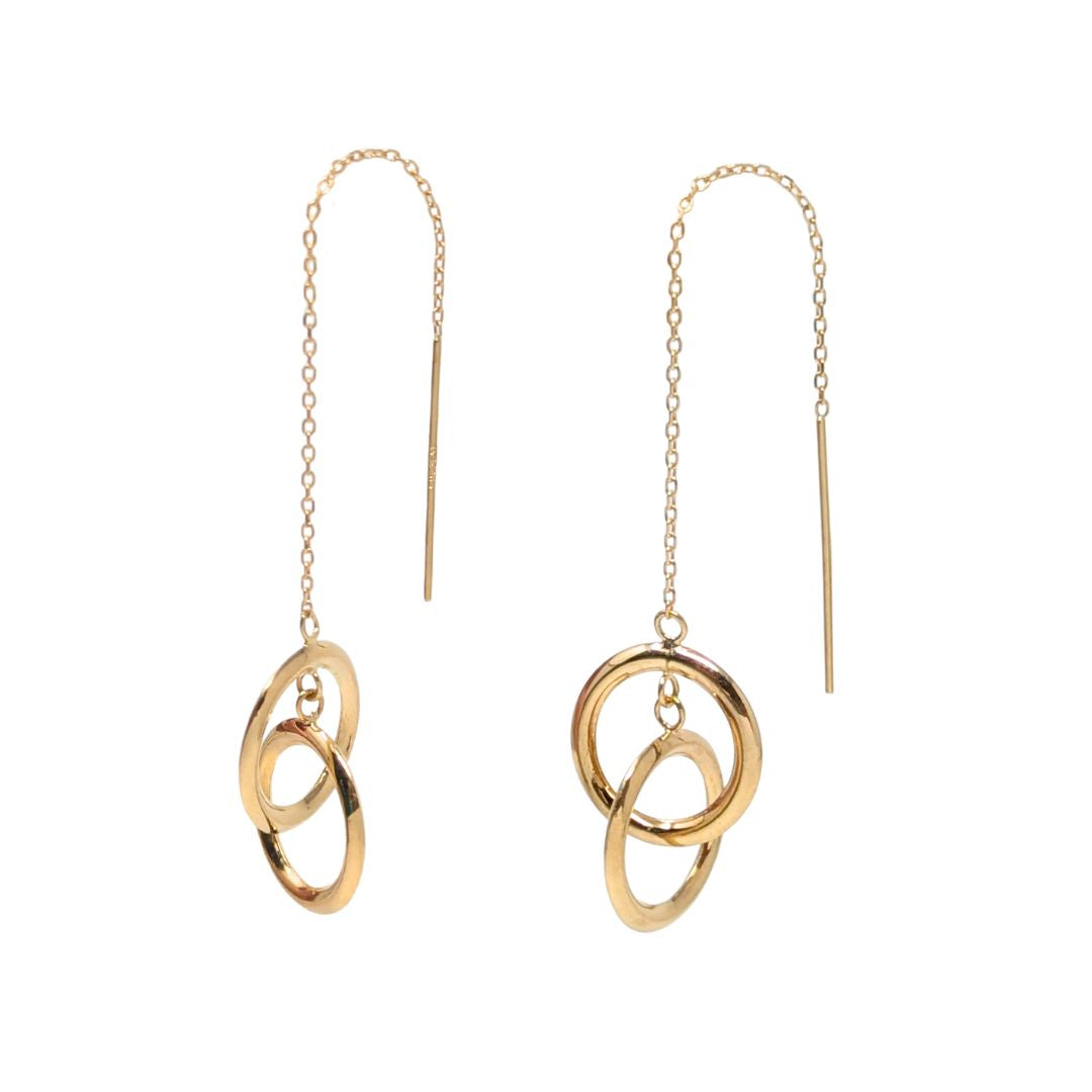 Jacmel JCM 14K Yellow Gold Interlocking Circle Threader Earrings, 1.35g