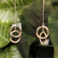 Jacmel JCM 14K Yellow Gold Interlocking Circle Threader Earrings, 1.35g