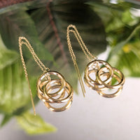 Jacmel JCM 14K Yellow Gold Interlocking Circle Threader Earrings, 1.35g