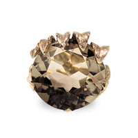 Vintage ESEMCO 10K Yellow Gold 13ct+ Smokey Quartz Cocktail Ring - Size 6