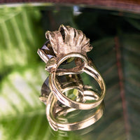 Vintage ESEMCO 10K Yellow Gold 13ct+ Smokey Quartz Cocktail Ring - Size 6