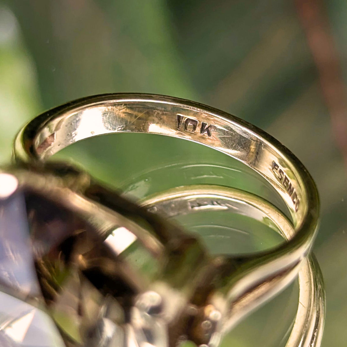 Vintage ESEMCO 10K Yellow Gold 13ct+ Smokey Quartz Cocktail Ring - Size 6