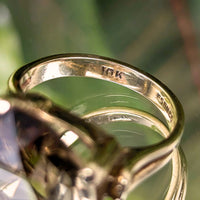 Vintage ESEMCO 10K Yellow Gold 13ct+ Smokey Quartz Cocktail Ring - Size 6