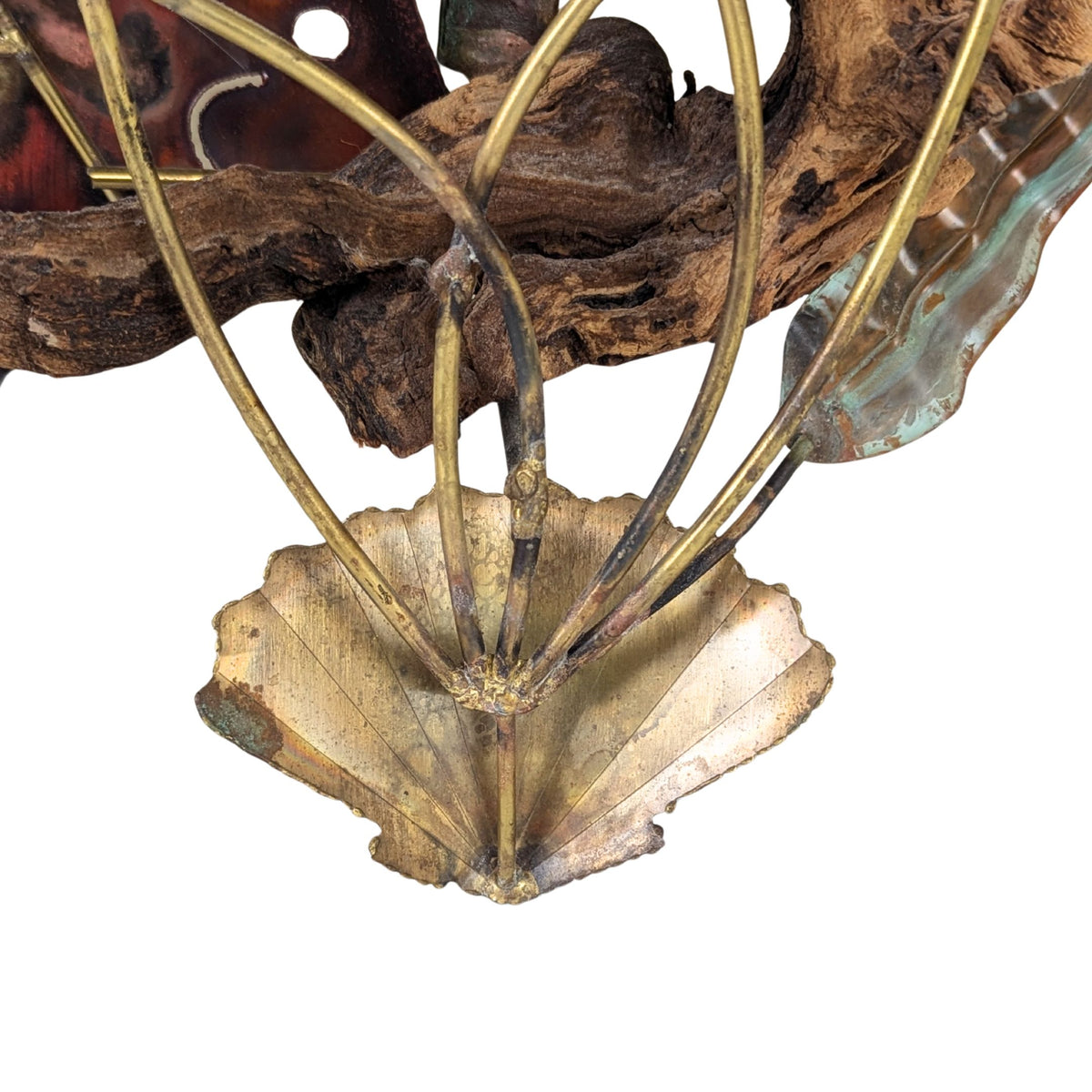 Vintage Ron Bertocchi Mixed Metal Fish Driftwood Wall Art (19" x 32")