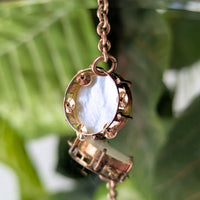 Victorian Mother of Pearl Gold Filled Miniature Tambourine Men's Tie Chain