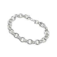 Italian Rhodium Plated Sterling Silver 7.25" Rolo Link Bracelet, Mint Condition