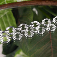 Italian Rhodium Plated Sterling Silver 7.25" Rolo Link Bracelet, Mint Condition