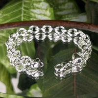 Italian Rhodium Plated Sterling Silver 7.25" Rolo Link Bracelet, Mint Condition