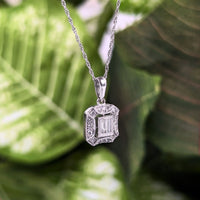 14K/10K WG 0.17TCW Diamond Art Deco Style Illusion Pendant Necklace 18.75"