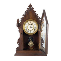 Antique 1881 E. Ingraham "Cadet" Walnut Parlor Mantel Clock - 8 Day - Running
