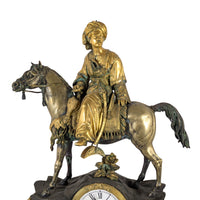Napoleon-III 1840 Ottoman Horseman Antique Bronze Mantle Clock