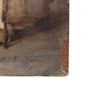 Antique 19th c. Bohemian Overpainted Lithograph on Board
