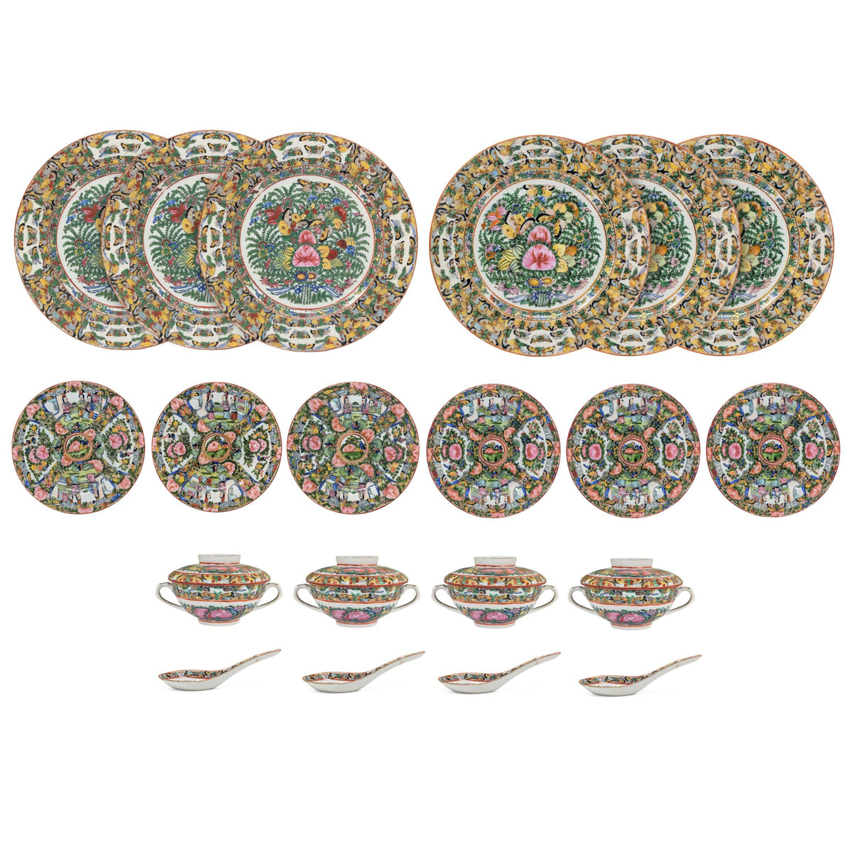 Chinese Famille Rose "Thousand Butterflies" 20pc Porcelain China Set