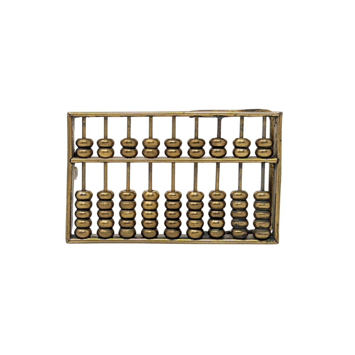 Vintage 1970s Solid Brass Abacus Belt Buckle with Moving Beads, 80mm x 49mm