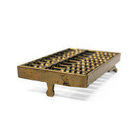 Vintage 1970s Solid Brass Abacus Belt Buckle with Moving Beads, 80mm x 49mm