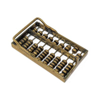 Vintage 1970s Solid Brass Abacus Belt Buckle with Moving Beads, 80mm x 49mm