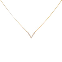 Vintage 14K Gold 11 Diamond Herringbone Chevron Child's Necklace, 14.5"