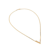 Vintage 14K Gold 11 Diamond Herringbone Chevron Child's Necklace, 14.5"