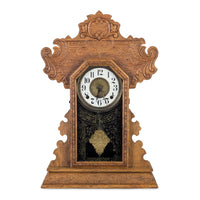 Antique E. Ingraham "Minerva" Oak Gingerbread Mantel Clock – Working Perfectly