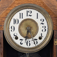 Antique E. Ingraham "Minerva" Oak Gingerbread Mantel Clock – Working Perfectly