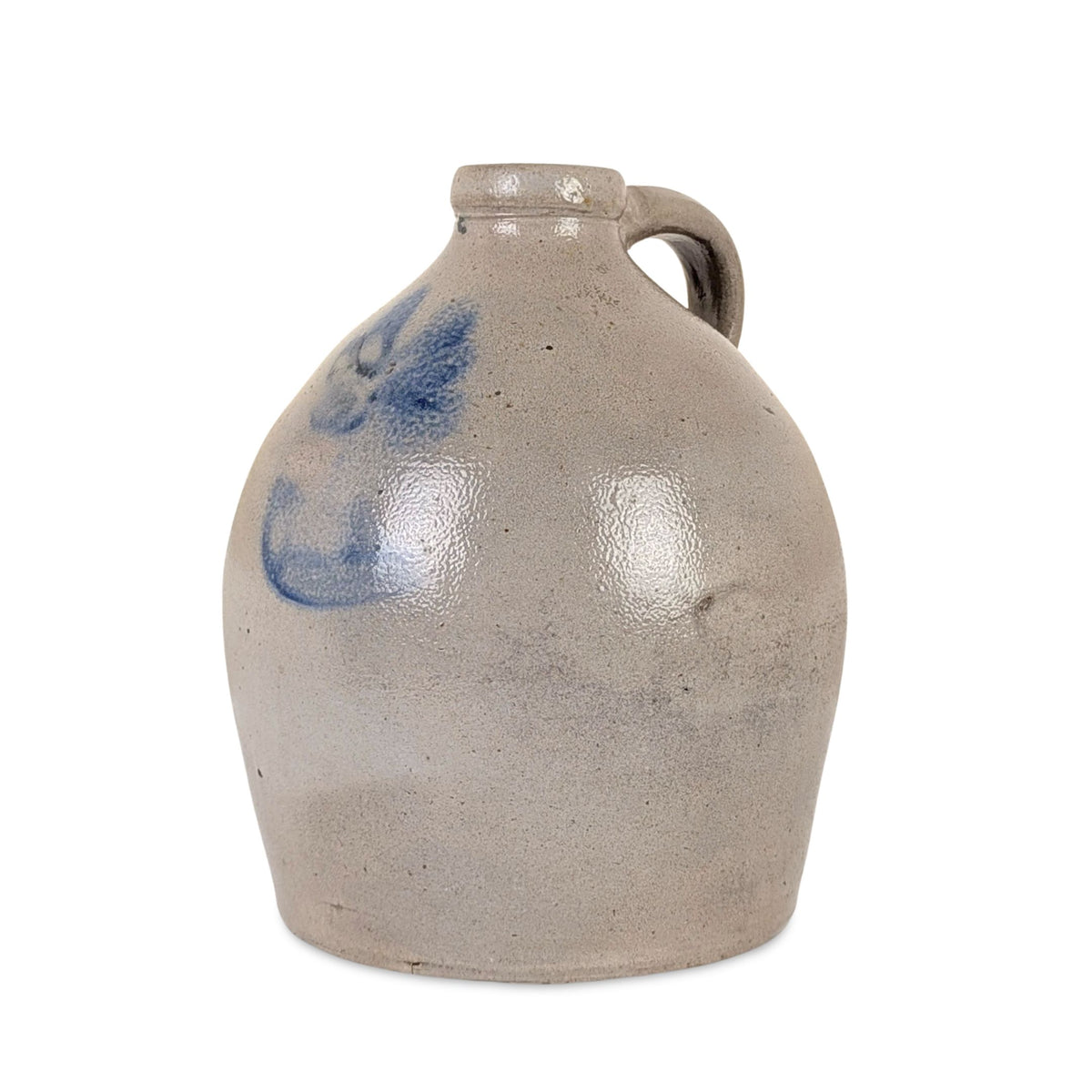 Antique 19th c. Salt Glazed 1 Gallon Ovoid Stoneware Jug, Cobalt Blue, Primitive