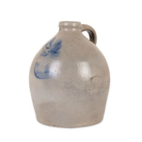 Antique 19th c. Salt Glazed 1 Gallon Ovoid Stoneware Jug, Cobalt Blue, Primitive