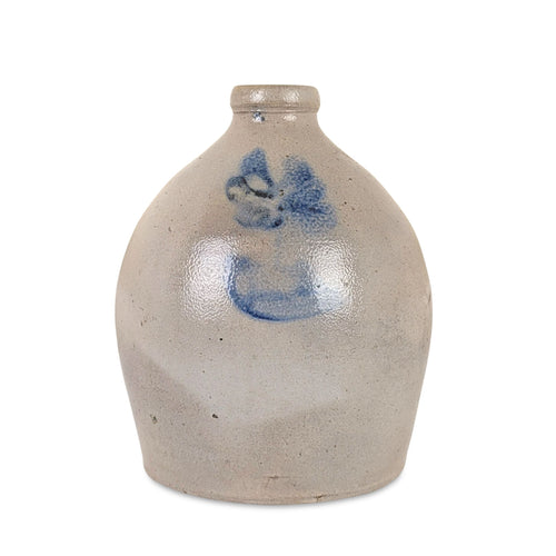 Antique 19th c. Salt Glazed 1 Gallon Ovoid Stoneware Jug, Cobalt Blue, Primitive