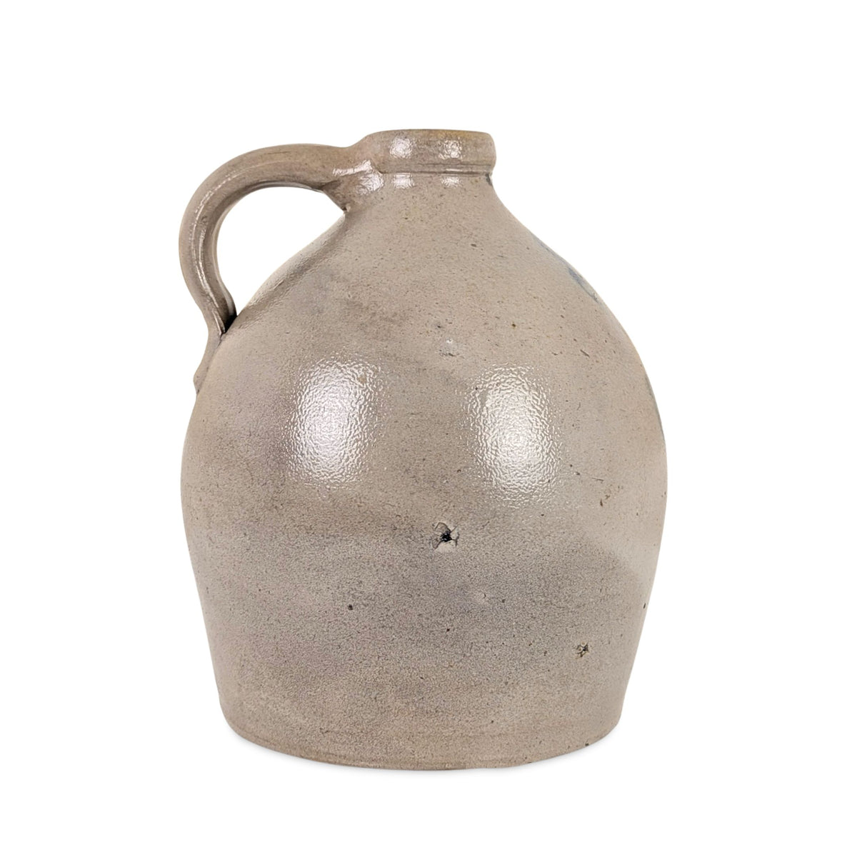 Antique 19th c. Salt Glazed 1 Gallon Ovoid Stoneware Jug, Cobalt Blue, Primitive