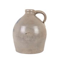 Antique 19th c. Salt Glazed 1 Gallon Ovoid Stoneware Jug, Cobalt Blue, Primitive