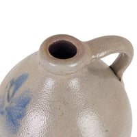 Antique 19th c. Salt Glazed 1 Gallon Ovoid Stoneware Jug, Cobalt Blue, Primitive